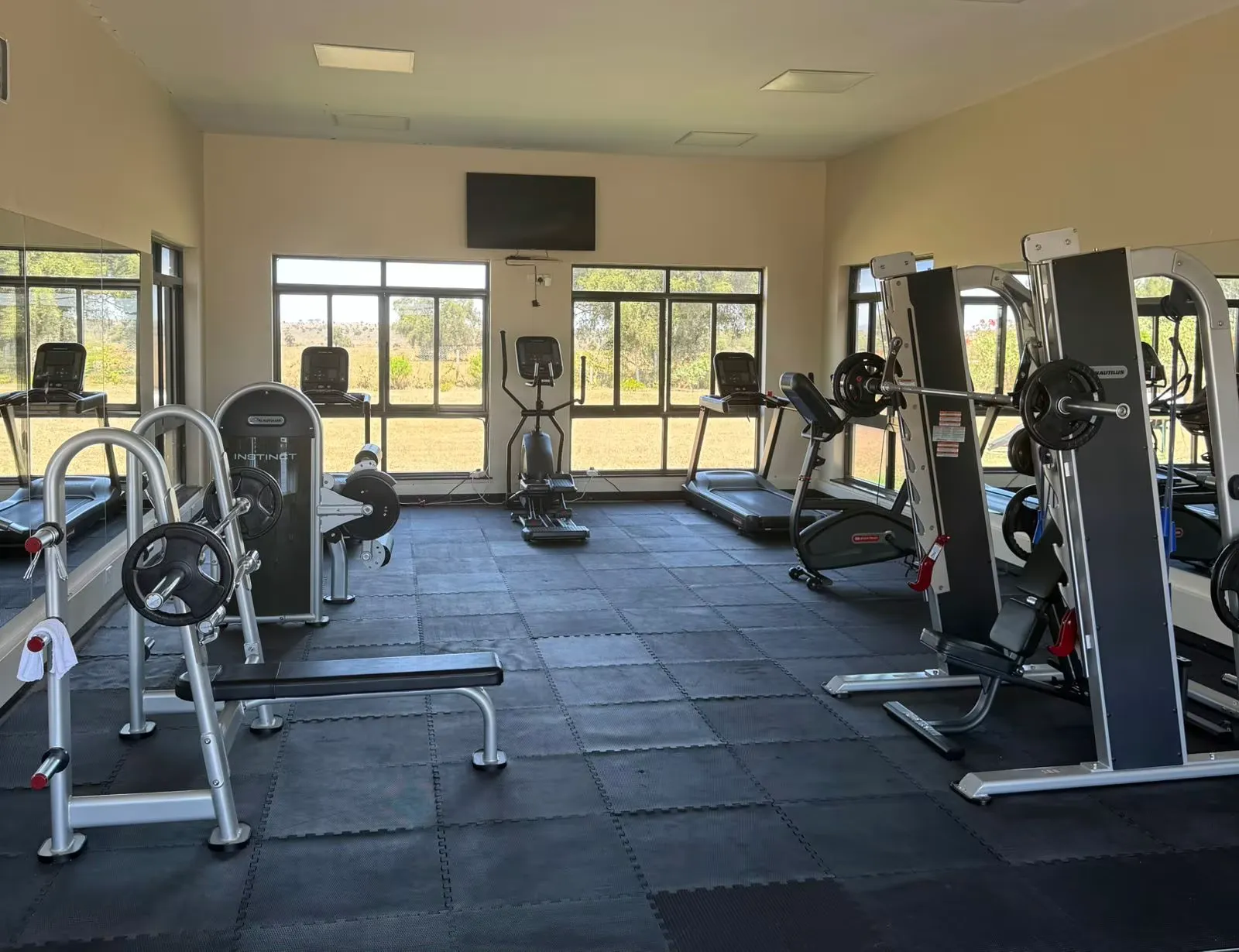 On-site gym with modern strength and cardio equipment